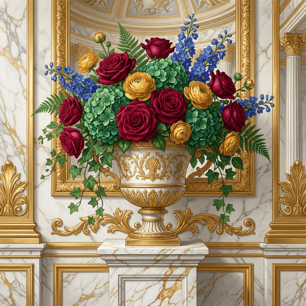 Beautiful 20th anniversary flower arrangement in a china vase