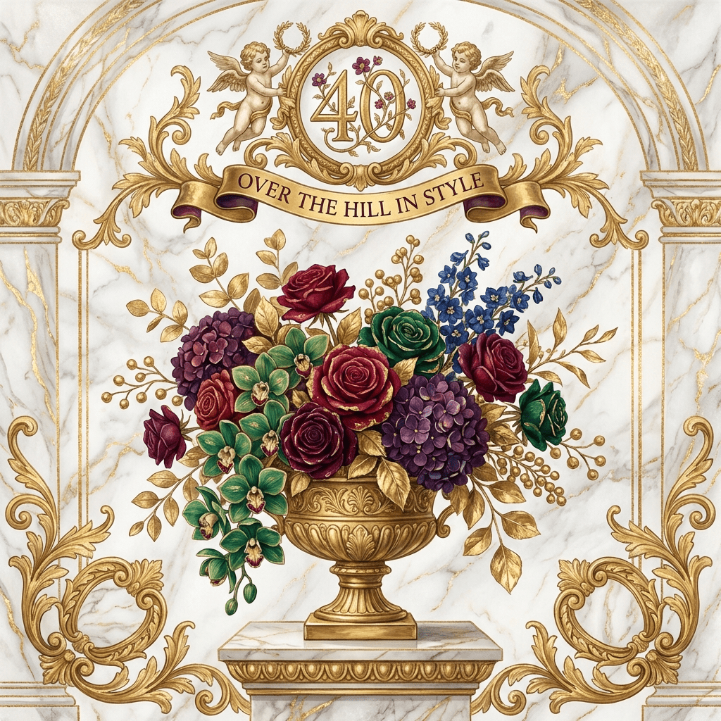Luxury 40th birthday flower arrangement with orchids and roses