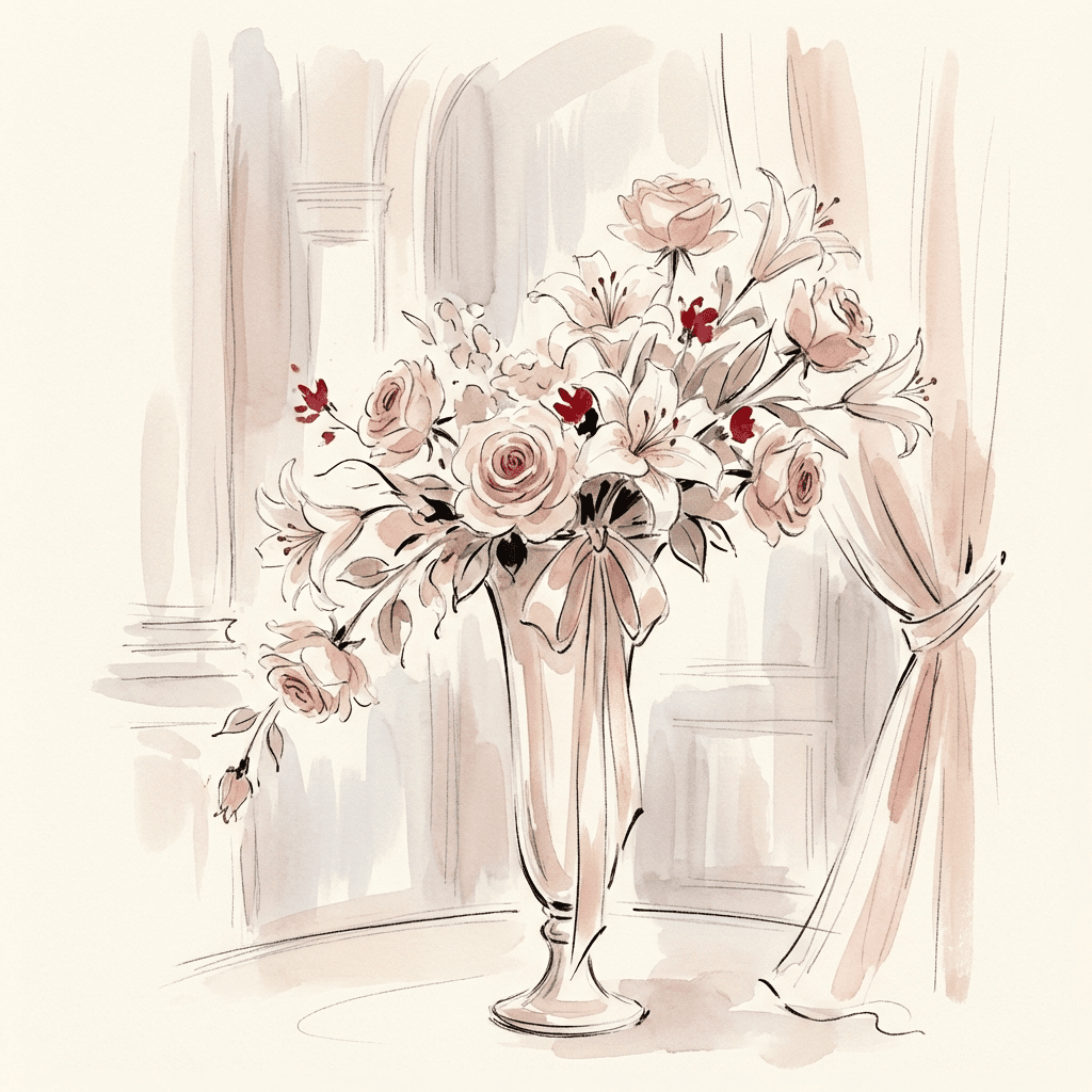 Romantic 5 year anniversary flower arrangement with red roses and lilies