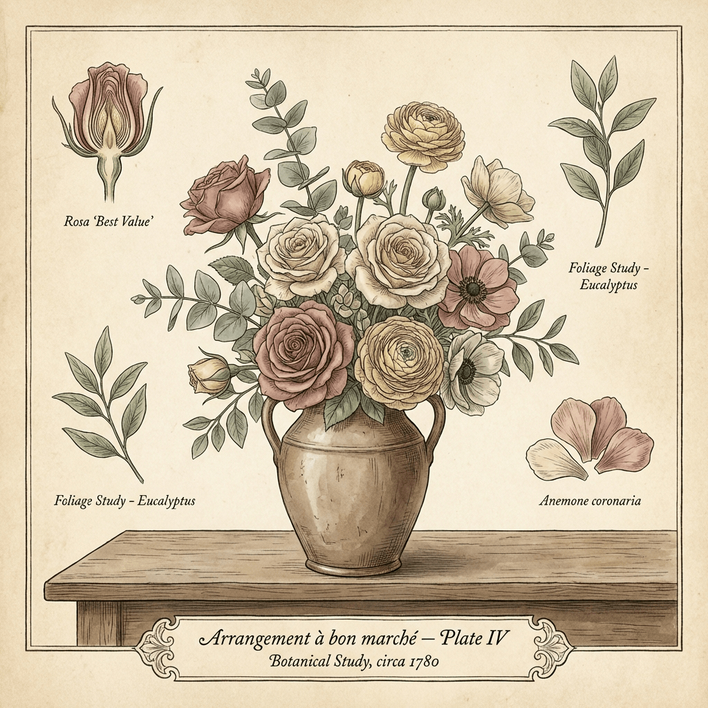 Beautiful and affordable flower arrangement on a table.