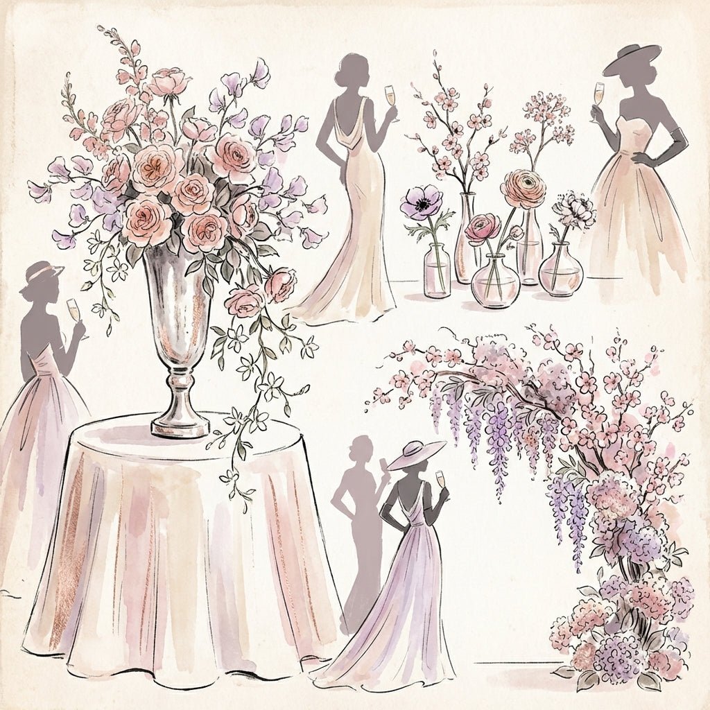 Elegant floral arrangements at a celebrity party