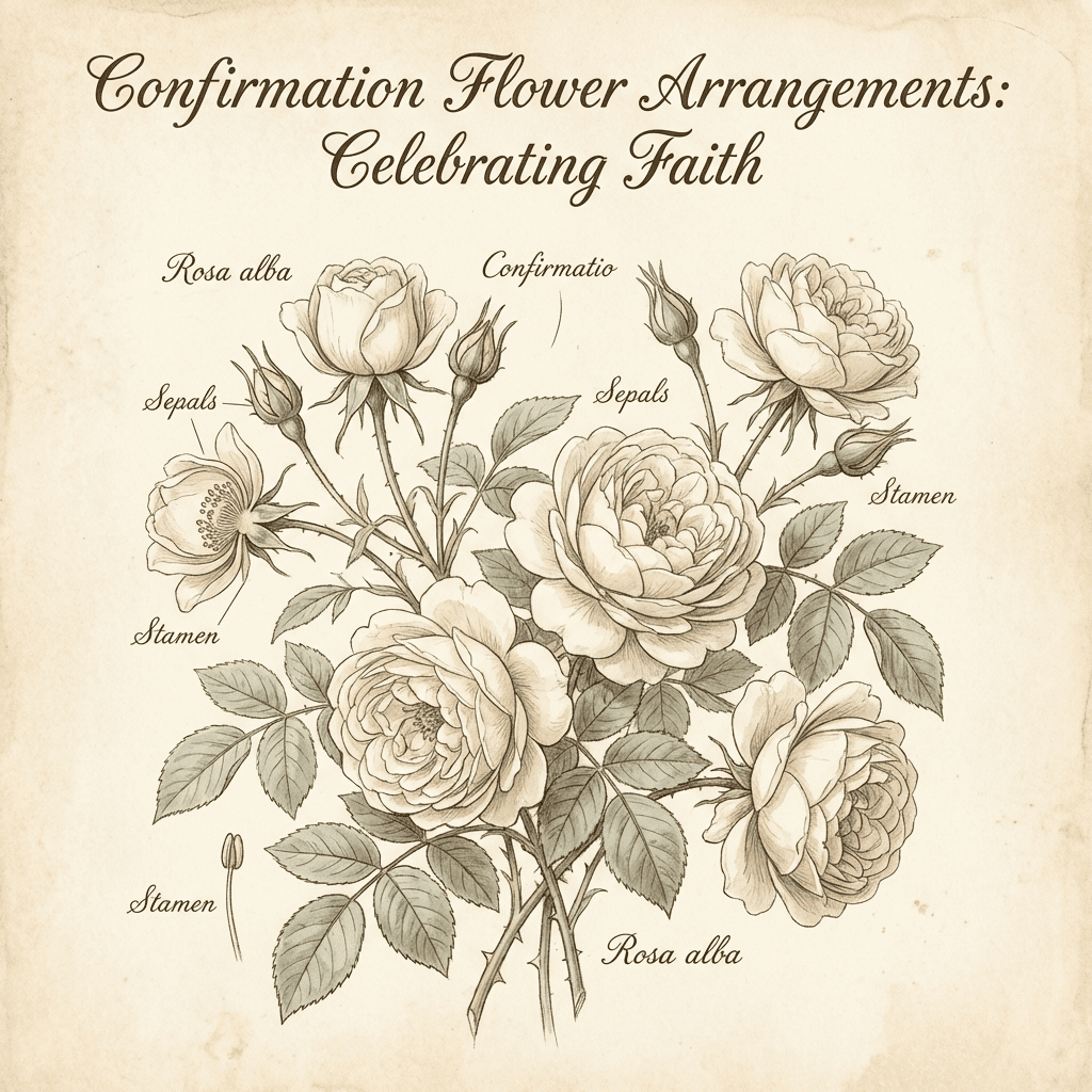 Elegant white rose arrangement for a Confirmation celebration
