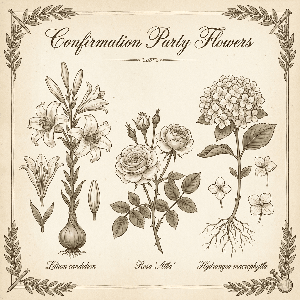 Elegant white flower arrangement for a Confirmation party