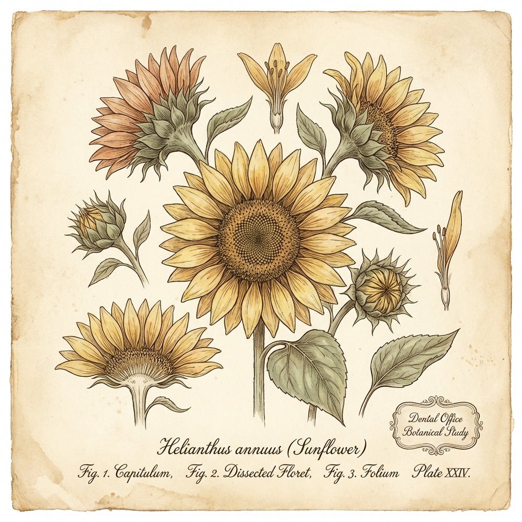 Bright and cheerful sunflower arrangement for a dental office.