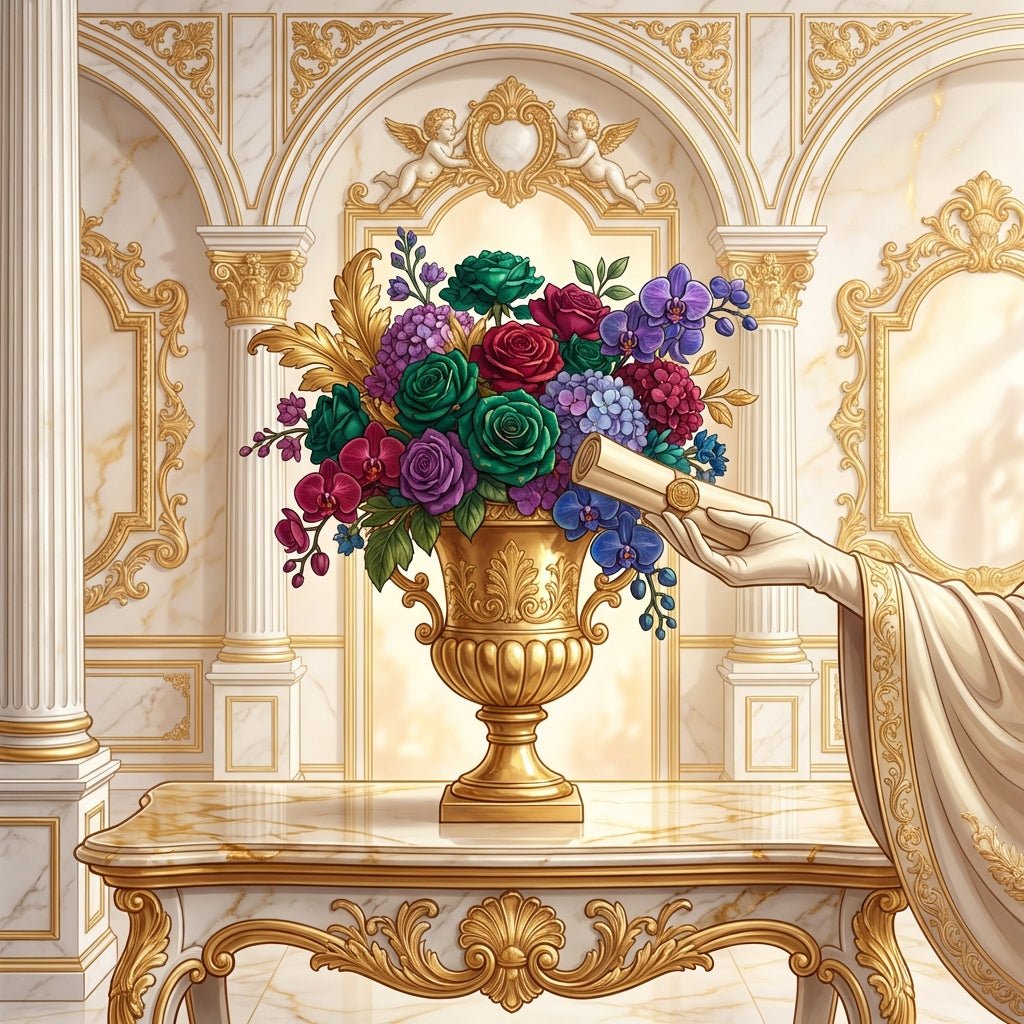 Executive assistant receiving a beautiful floral arrangement