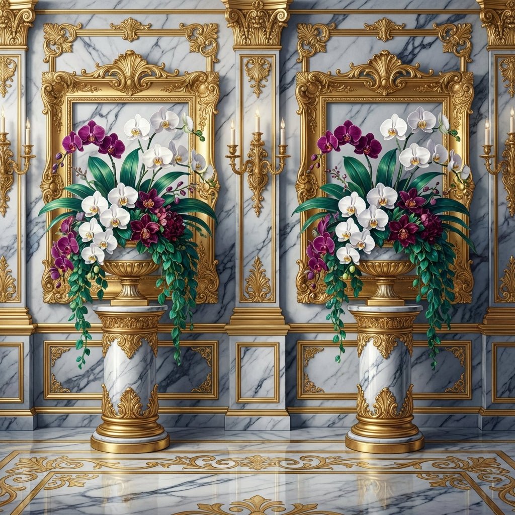 Elegant executive suite with orchids and modern decor.