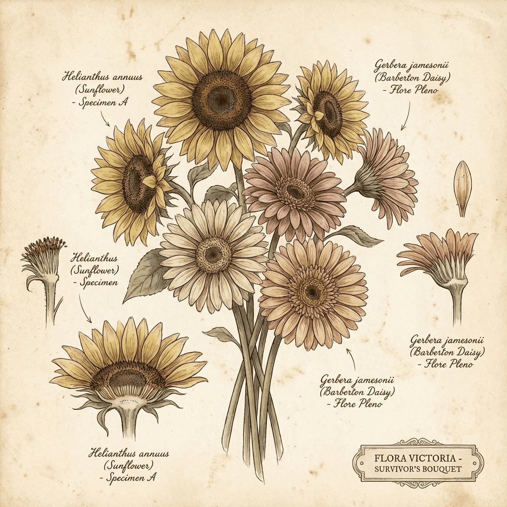 A vibrant bouquet of sunflowers and gerbera daisies, perfect for celebrating a cancer survivor's victory.