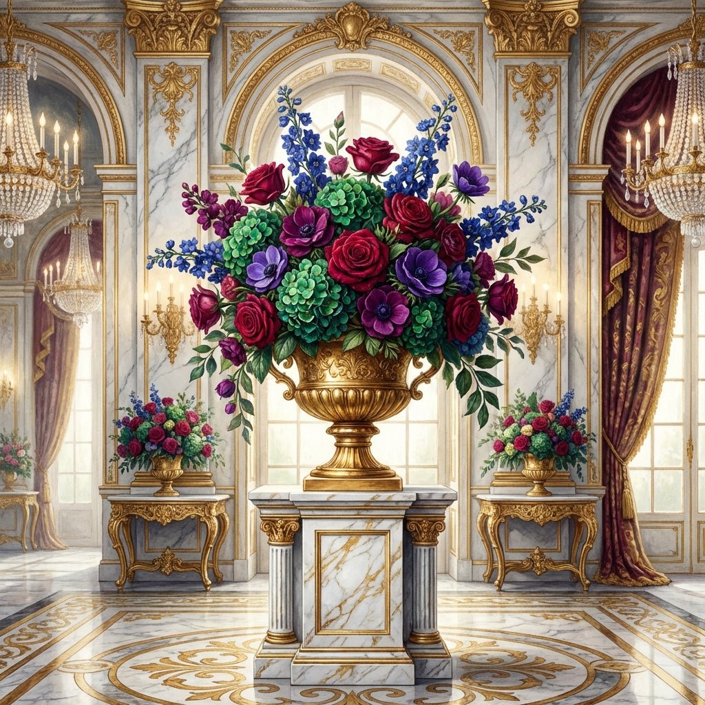 Stunning floral arrangements at a charity gala.