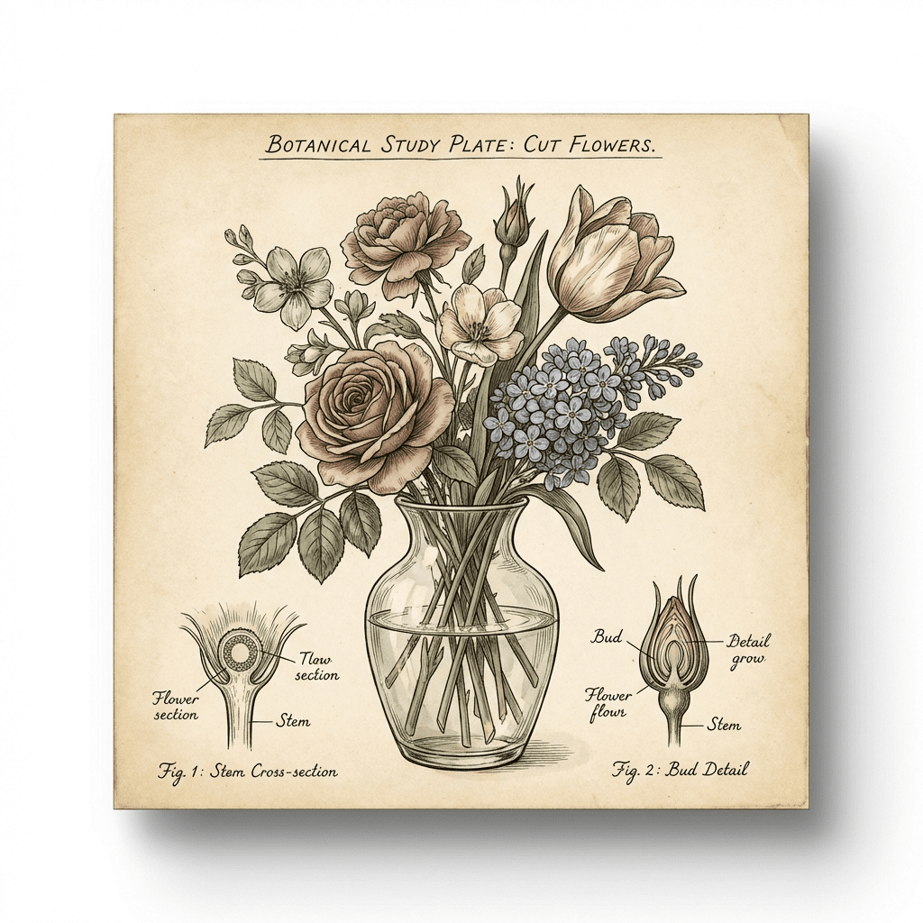 Beautiful bouquet of mixed flowers in a glass vase