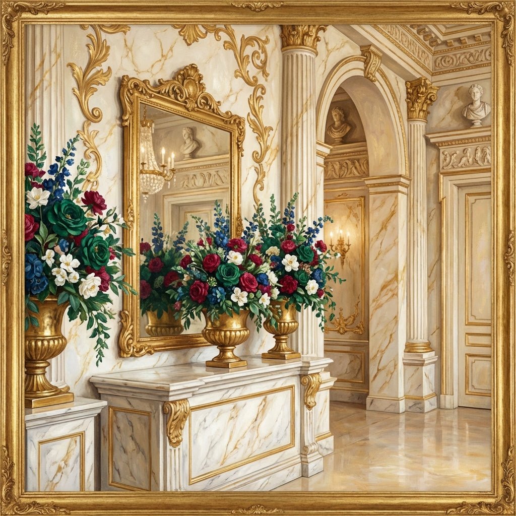 Elegant flower arrangement in a law office reception area