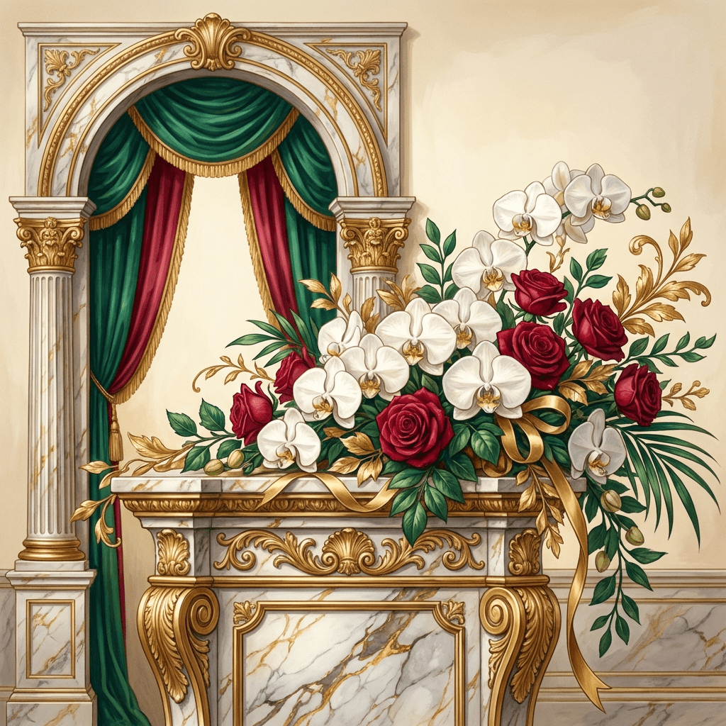 Luxury MBA graduation flower arrangement with orchids and roses