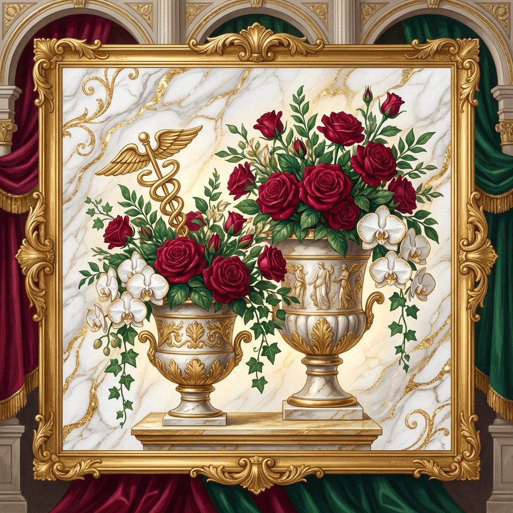 Luxury medical school graduation flower arrangement featuring orchids and roses