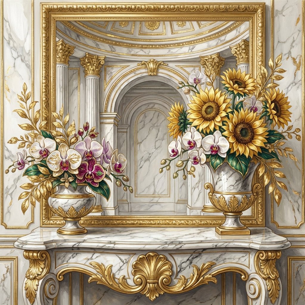 Vendor appreciation flowers in an office setting, showcasing sunflowers and orchids.