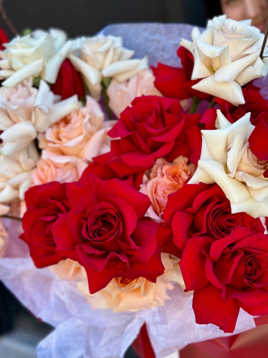 Velvet and Lace | Romantic Blush & Red Rose Valentine's Bouquet