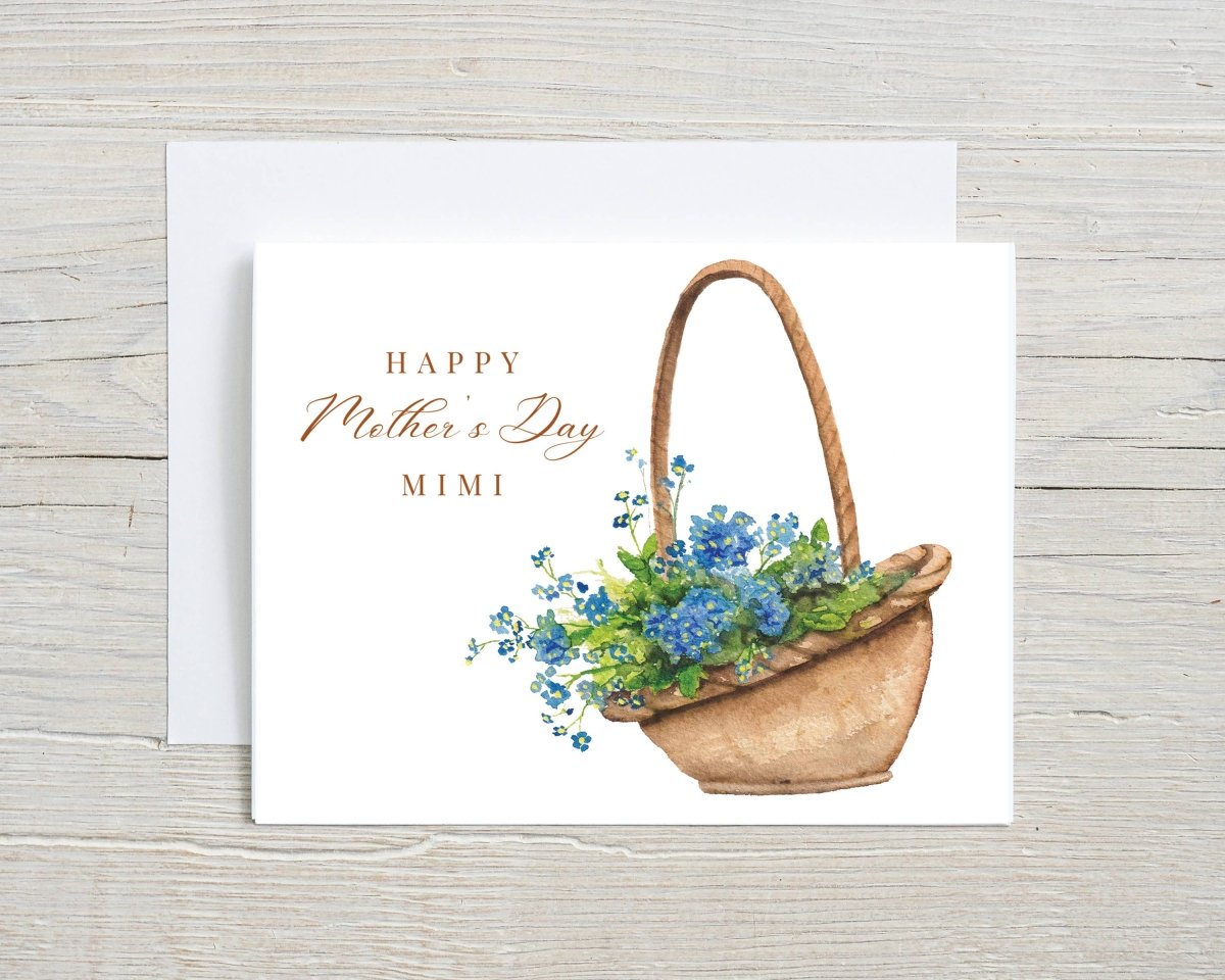 Mother's Day card, for Grandma, Nana or Mimi, Flower Basket