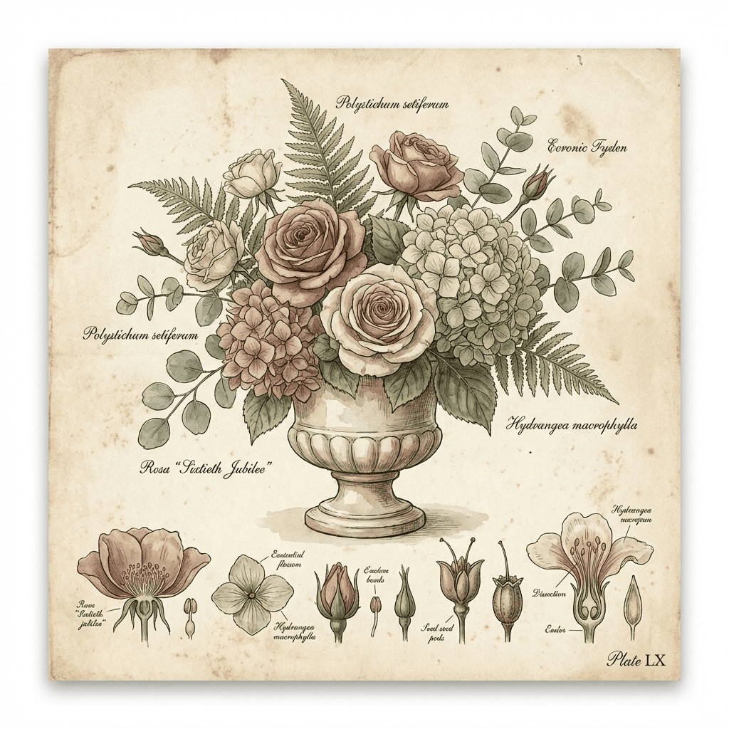 Elegant floral arrangement for a 60th birthday celebration.