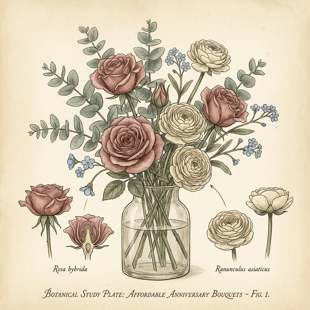 Affordable anniversary flowers arranged in a vase