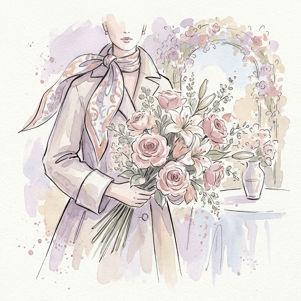 Romantic Ryan holding a bouquet of apology flowers