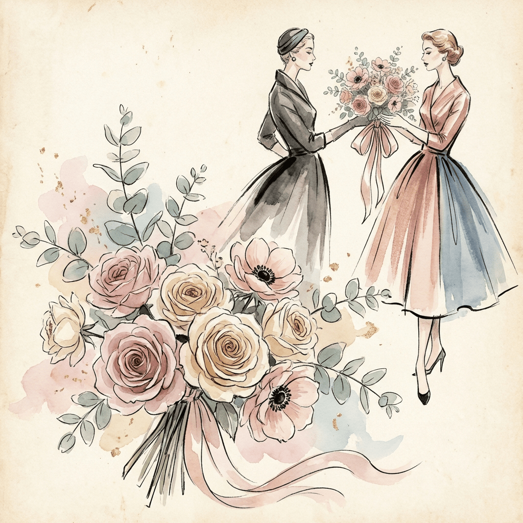 Husband delivering apology flowers to his wife