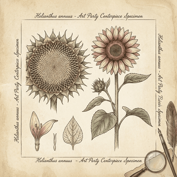 Vibrant sunflower centerpiece at an art-themed party, inspiring creativity.