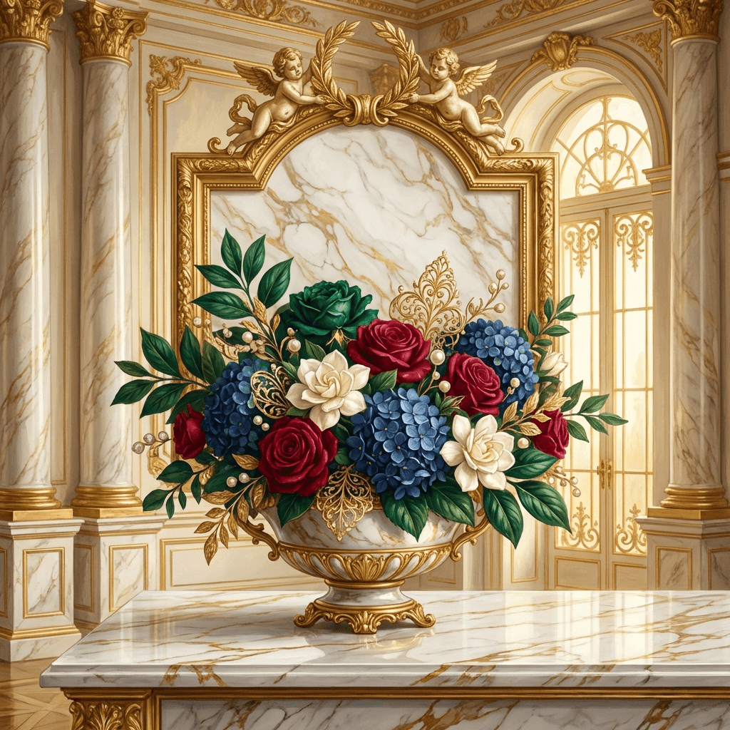 Elegant floral arrangement on a desk for a boss's birthday