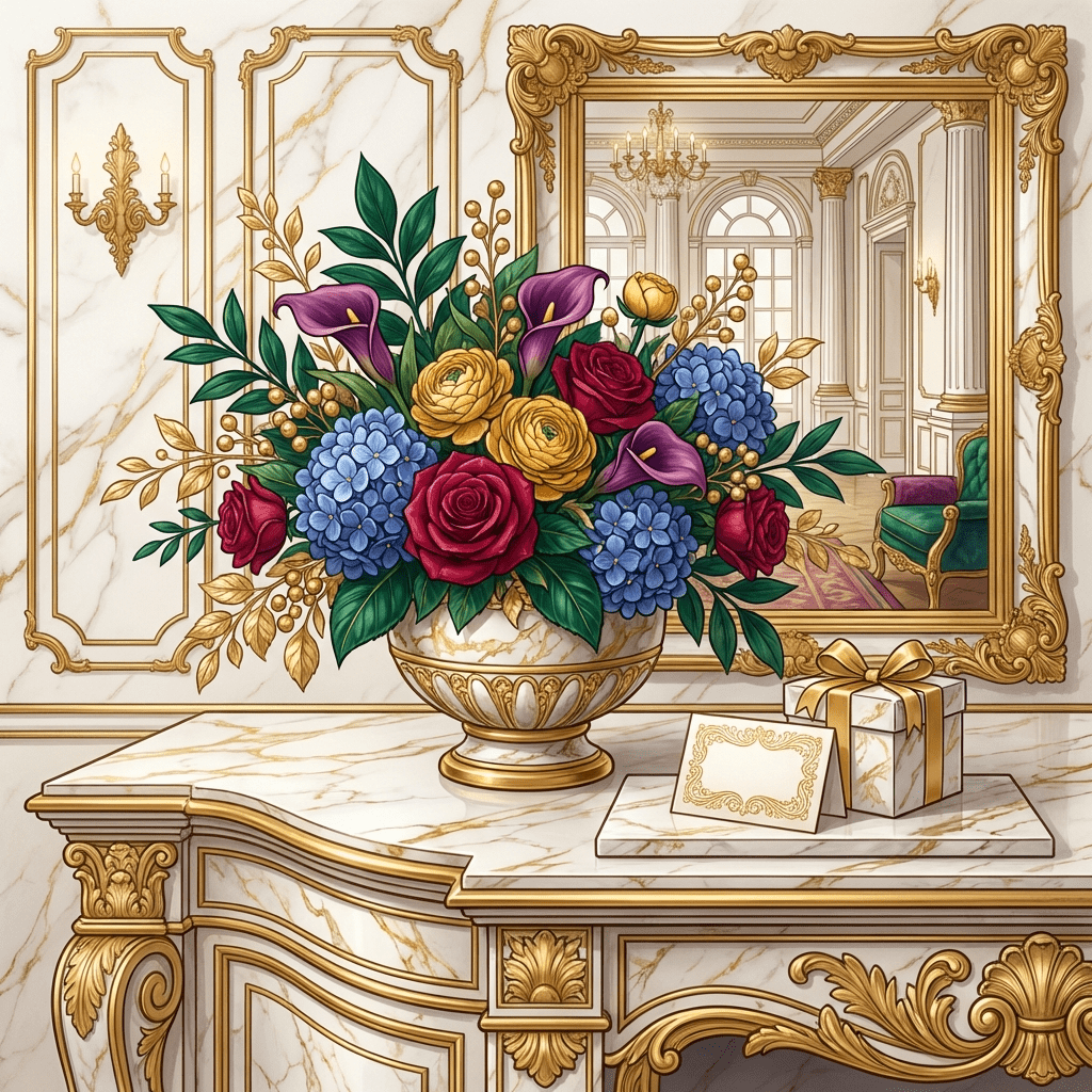 Cheerful birthday flowers for a coworker on a desk in a modern office setting.