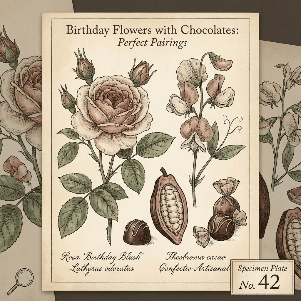 Birthday flowers and chocolates arrangement