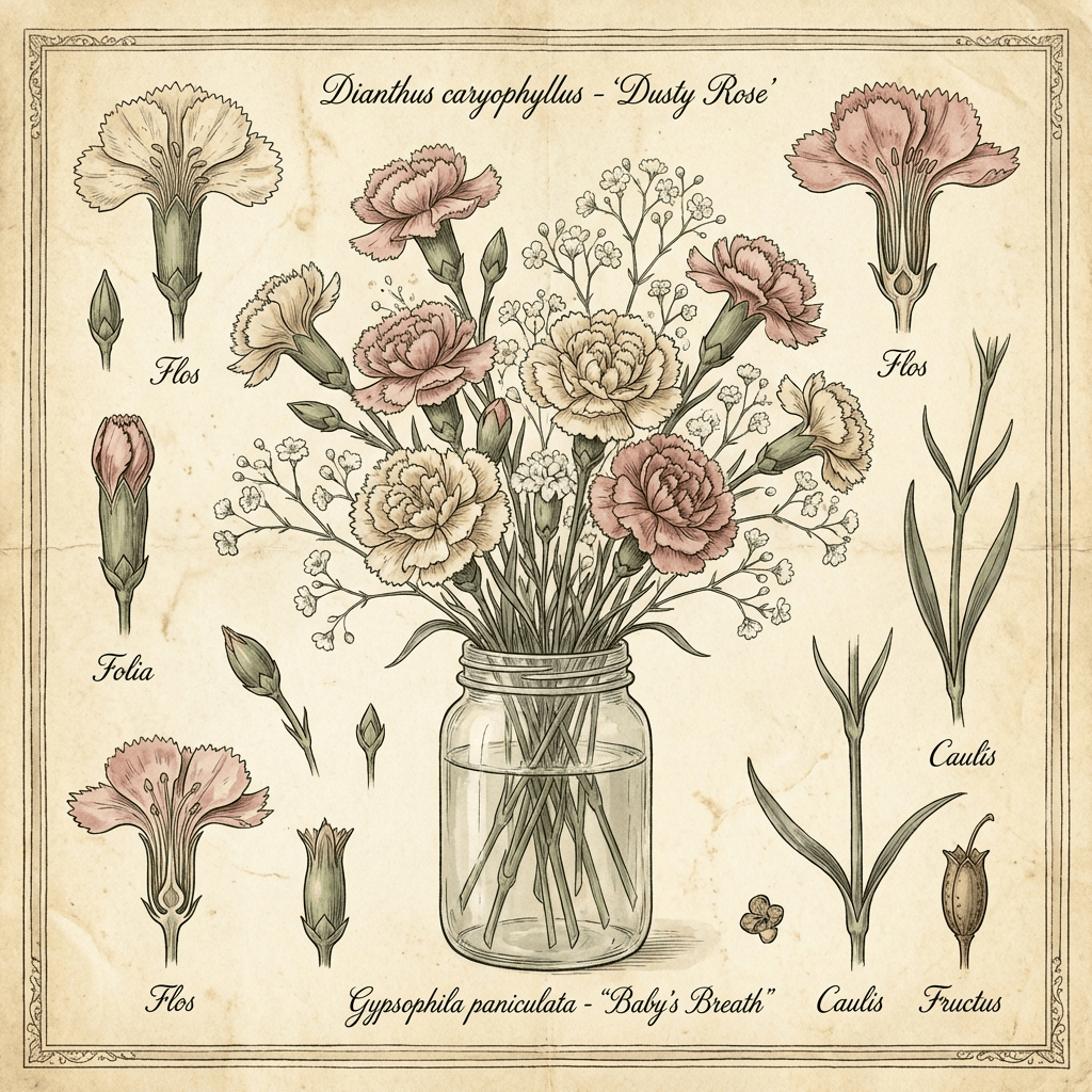 Cheap party centerpieces with carnations and baby's breath