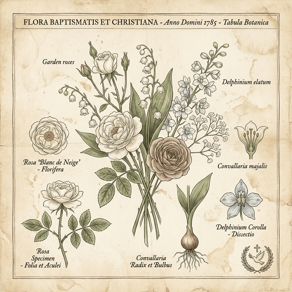 Beautiful white flower arrangement for a christening or baptism