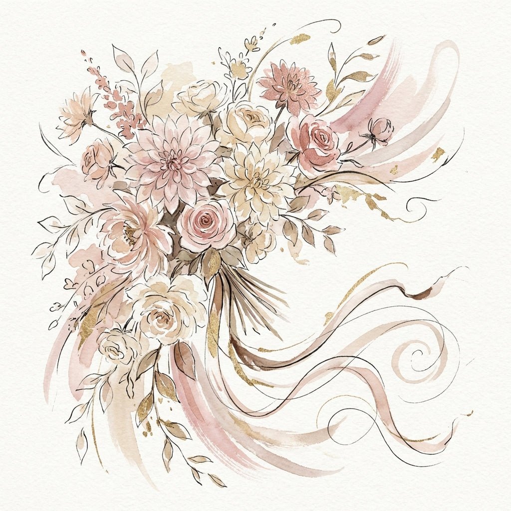 Stunning dahlia wedding bouquet in pastel colors