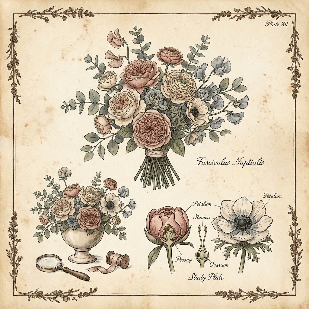 DIY wedding flowers arranged on a table