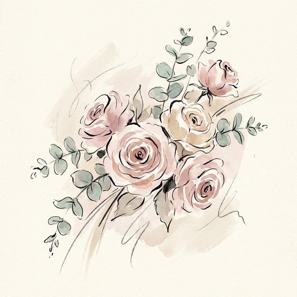 Elopement bouquet with roses and eucalyptus.
