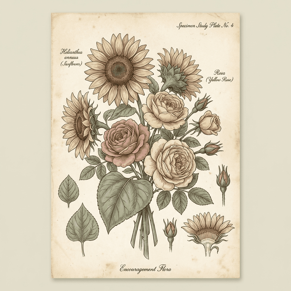 Bouquet of sunflowers and yellow roses for encouragement.