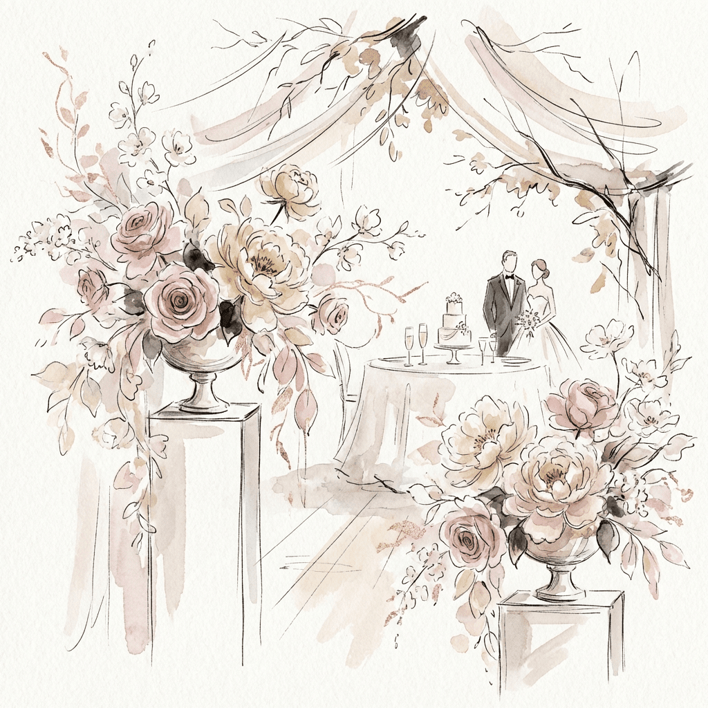 Stunning floral arrangements for an engagement party celebration.