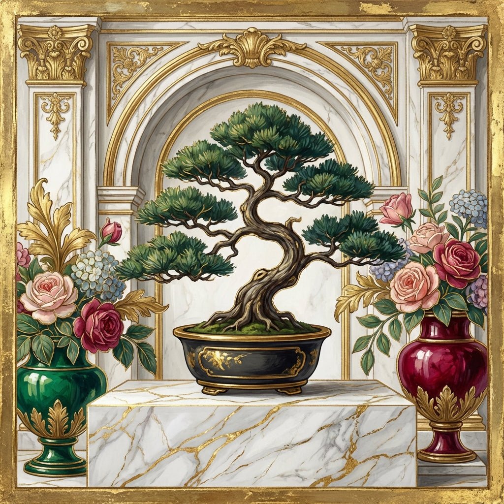 A meticulously styled Juniper bonsai tree in a ceramic pot, perfect for Father's Day.