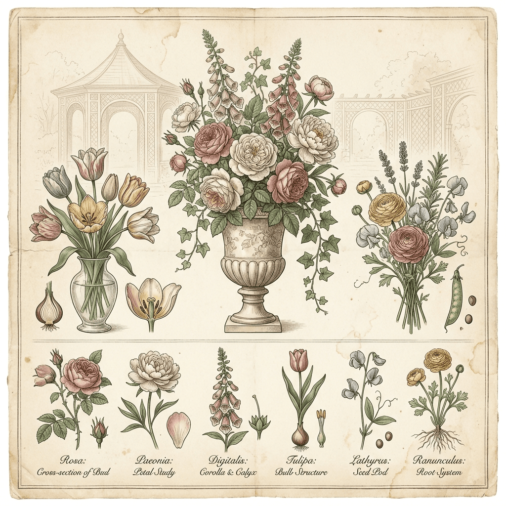 Luxury garden party with elegant floral arrangements