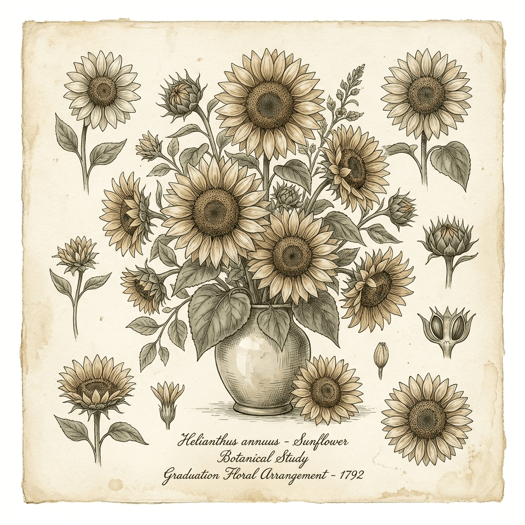 Bright and cheerful sunflower bouquet for graduation party