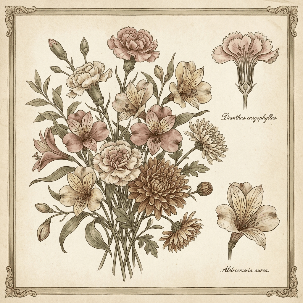 Beautiful floral arrangement featuring carnations, alstroemeria, and chrysanthemums, showcasing how to make cheap flowers look expensive.