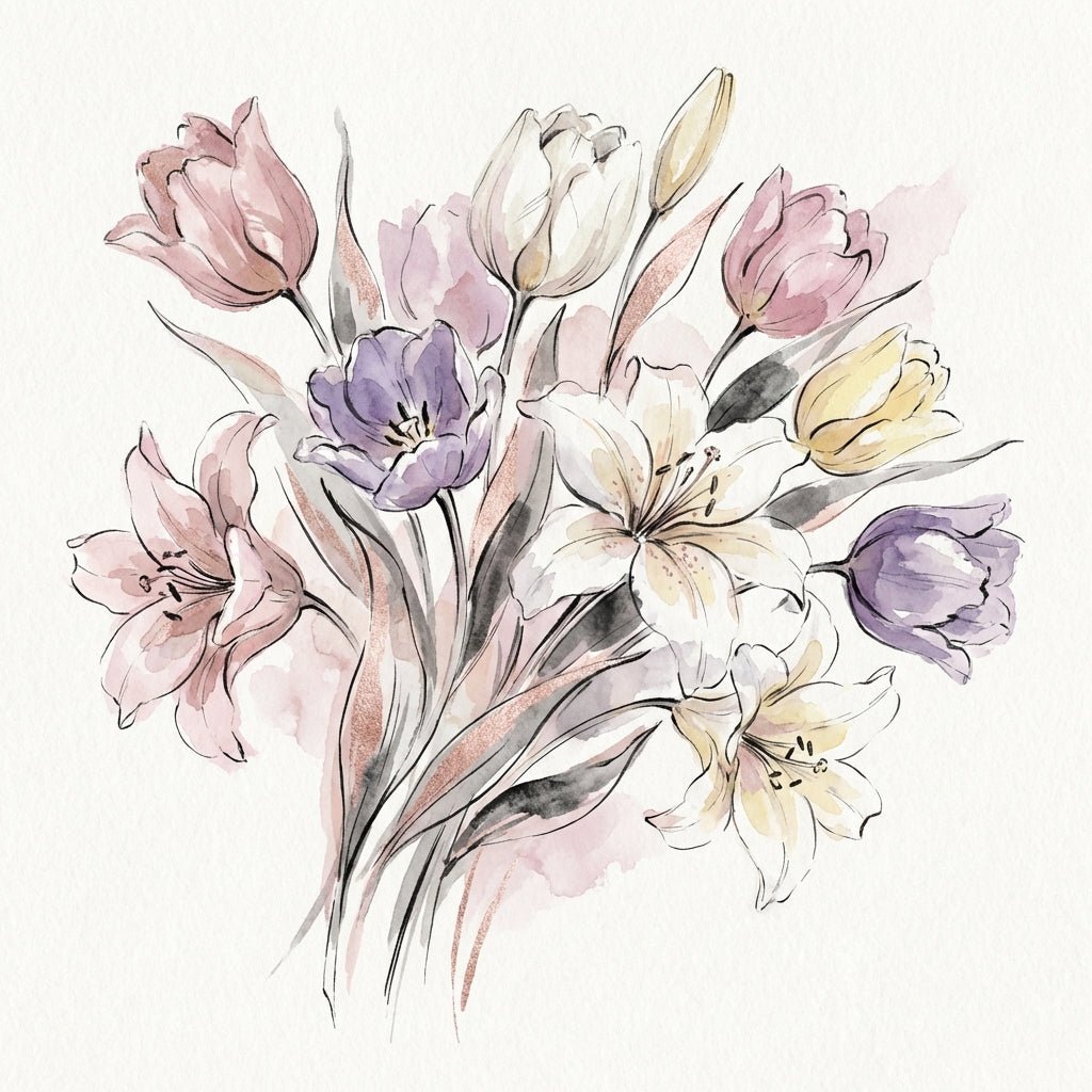 A vibrant bouquet of tulips and lilies, perfect for Valentine's Day.