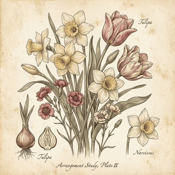 Affordable Easter flower arrangement with tulips, daffodils, and carnations