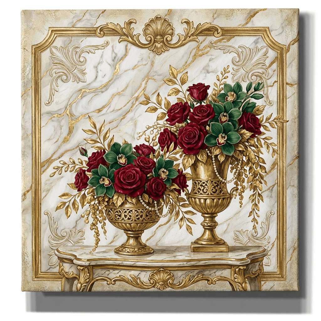 Luxury anniversary flower arrangement with roses and orchids