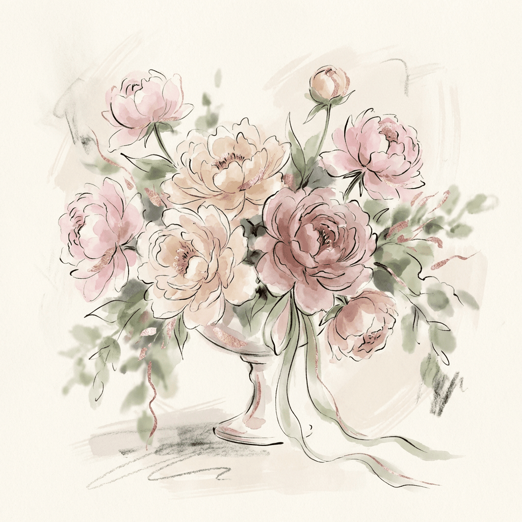 Lush pink peony wedding centerpiece arrangement.