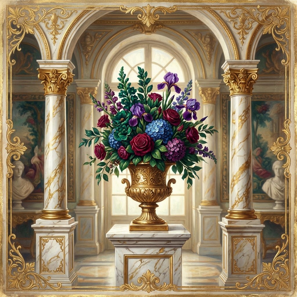 Elegant corporate lobby with a modern floral arrangement