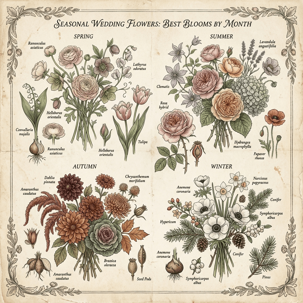 Stunning seasonal wedding flower arrangements