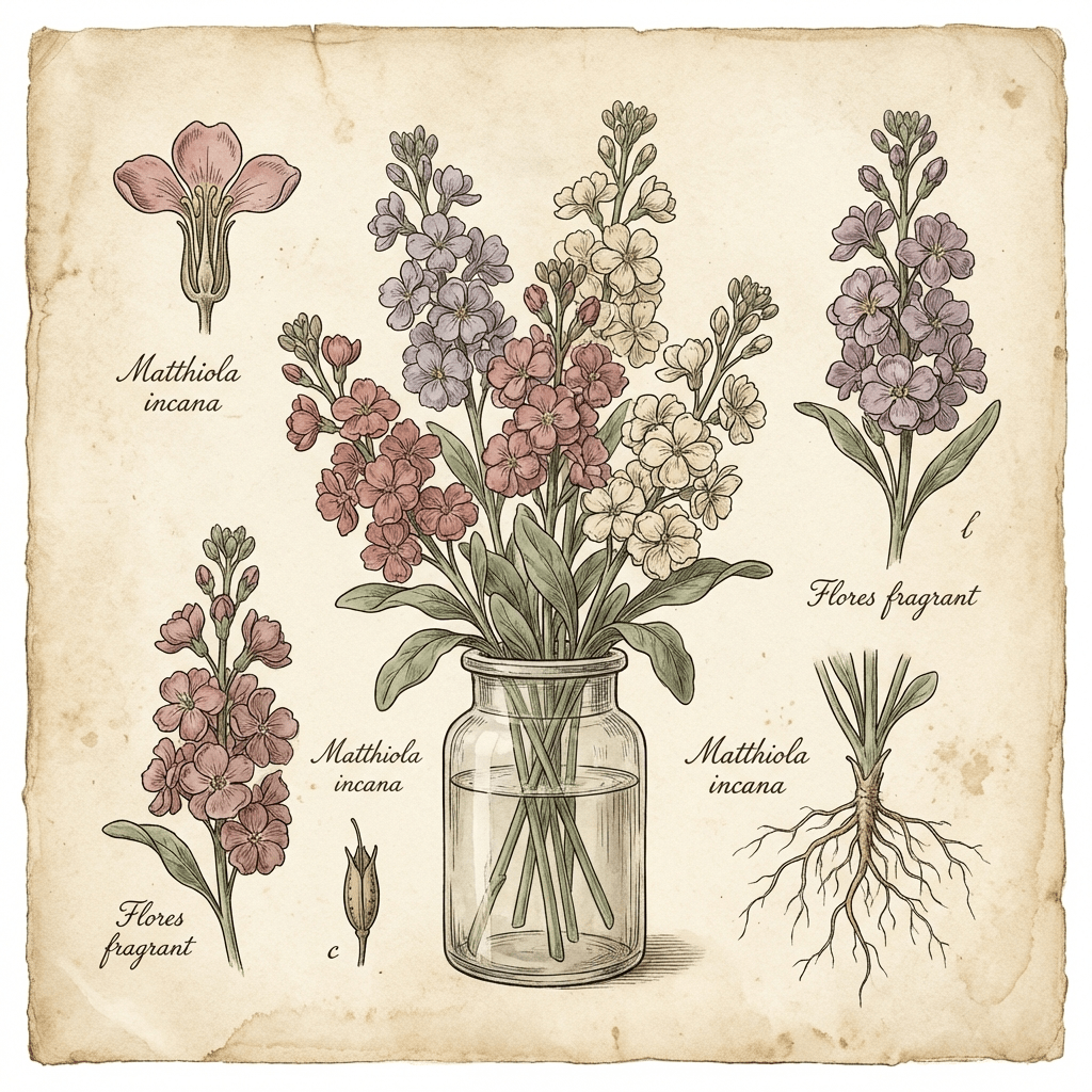 Fragrant and colorful stock flowers in a vase.