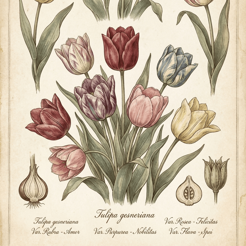 Bouquet of colorful tulips for Valentine's Day
