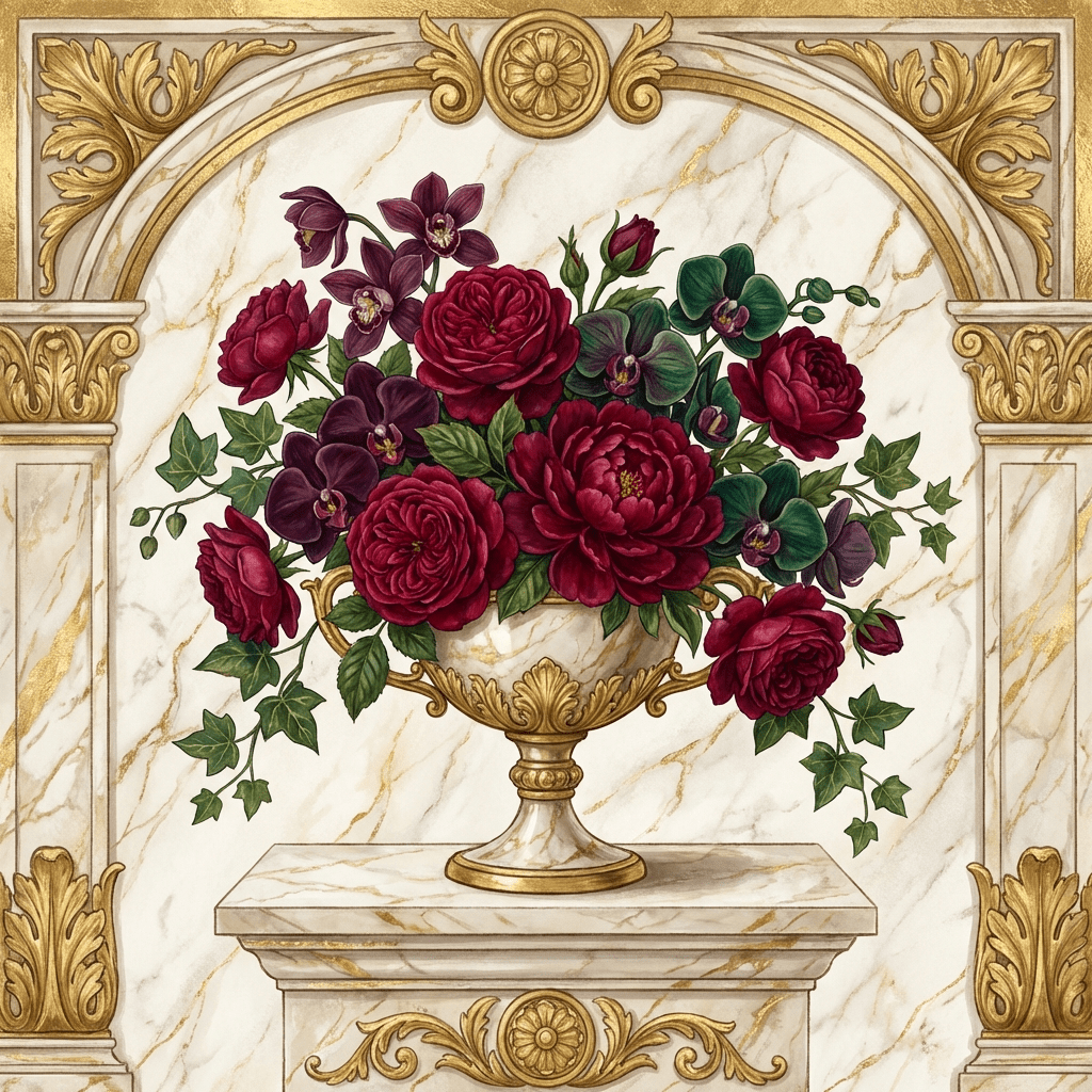 Luxury Valentine's Day flower arrangement with garden roses and orchids in Beverly Hills