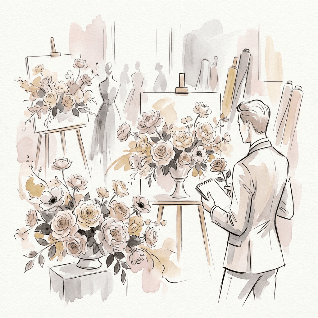 Romantic Ryan choosing Valentine's Day flowers by color
