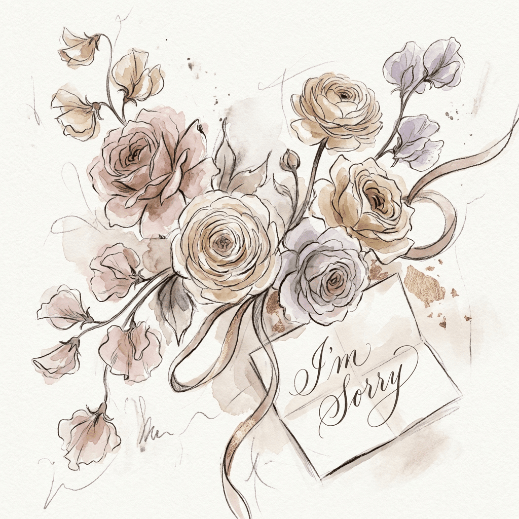 Valentine's Day apology flowers with a note