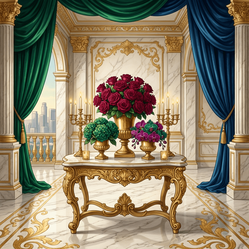 Valentine's Day flowers delivered to a hotel room in Los Angeles